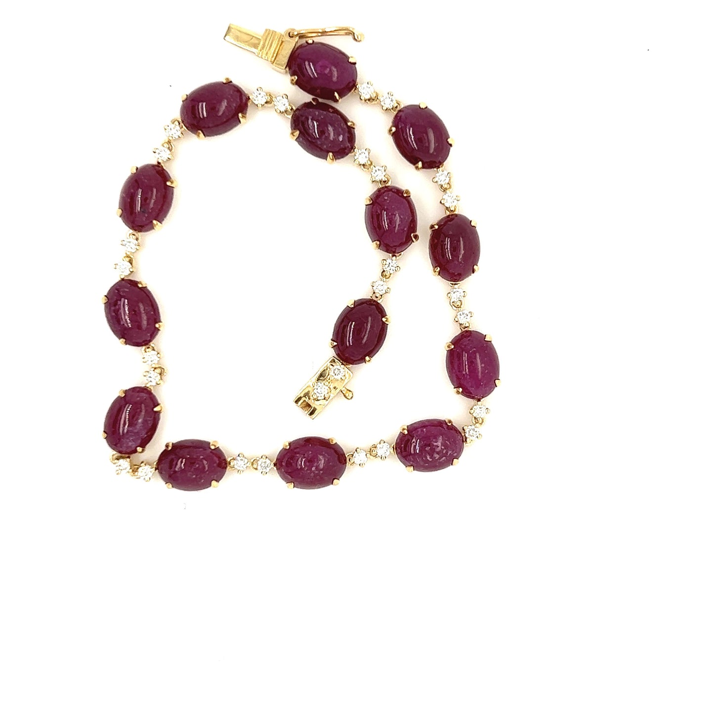 Cabochon rubies and diamonds bracelet