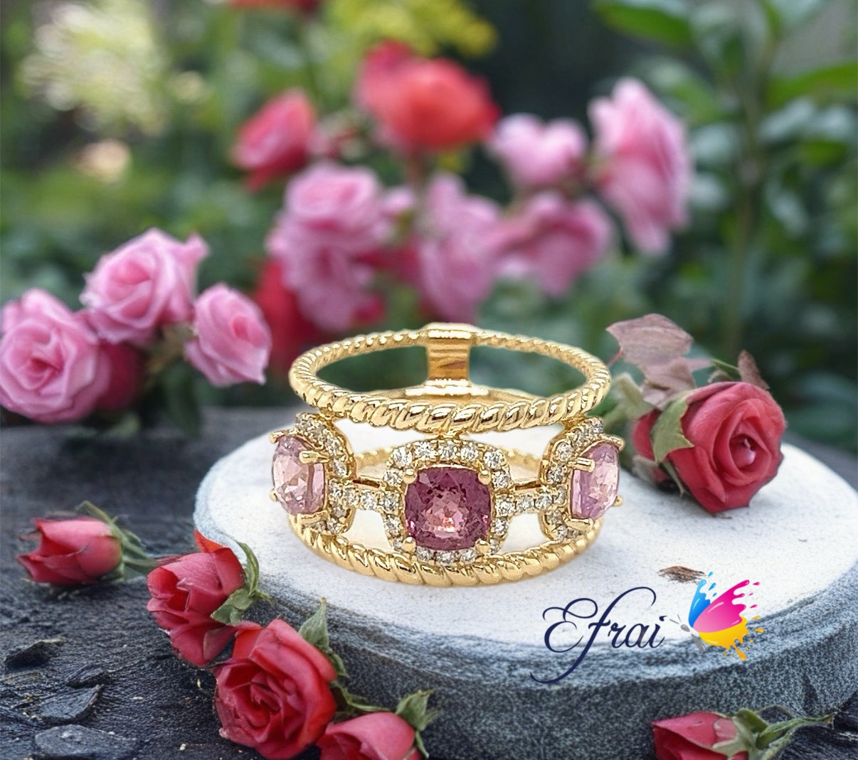 Spinels and diamonds rings