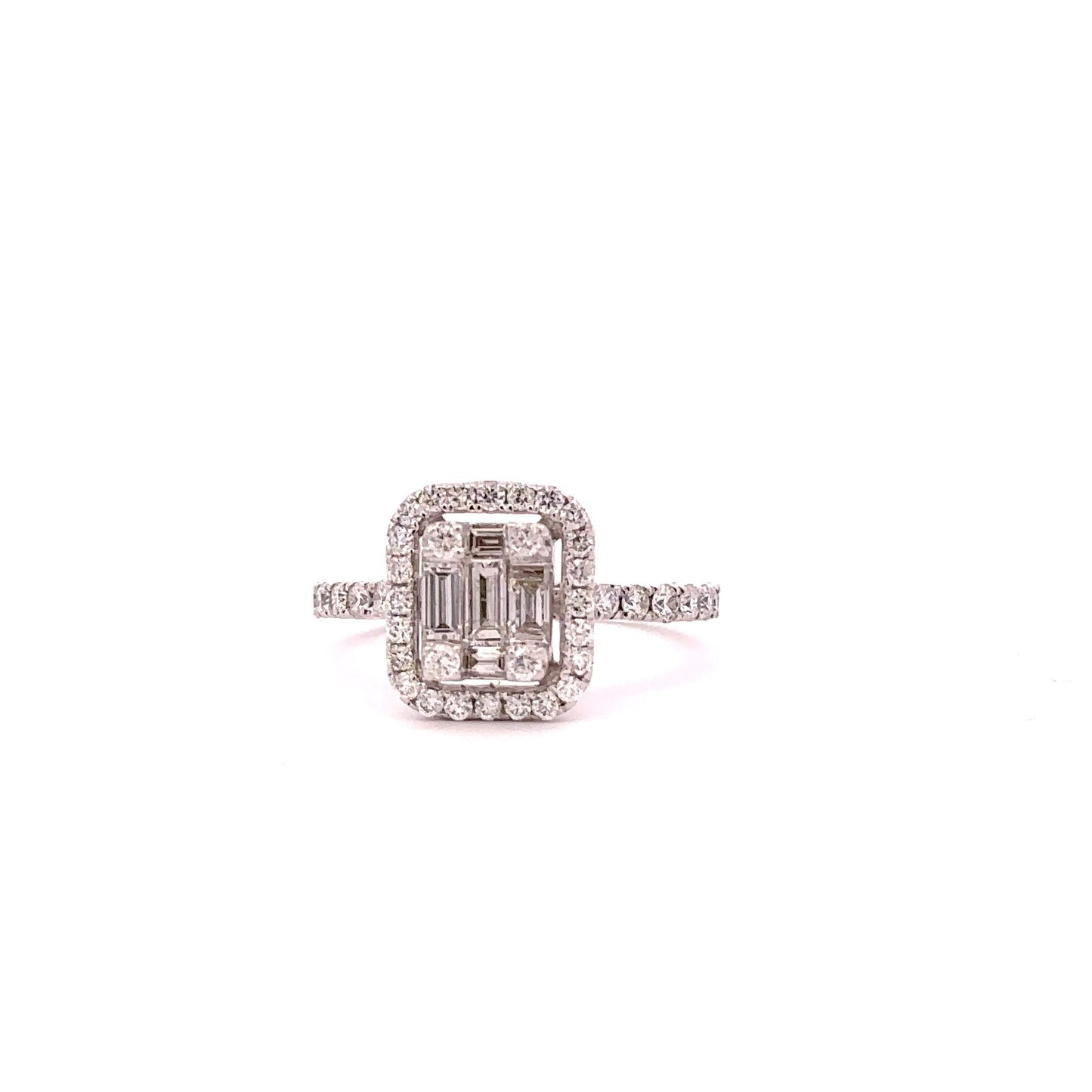 Baguette and round diamonds ring