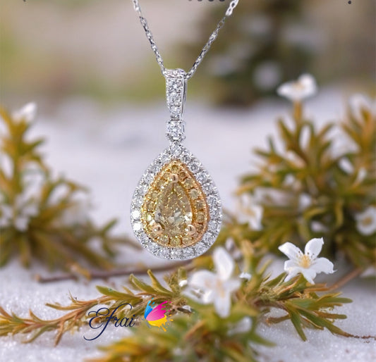 GIA yellow pear shape diamonds necklace
