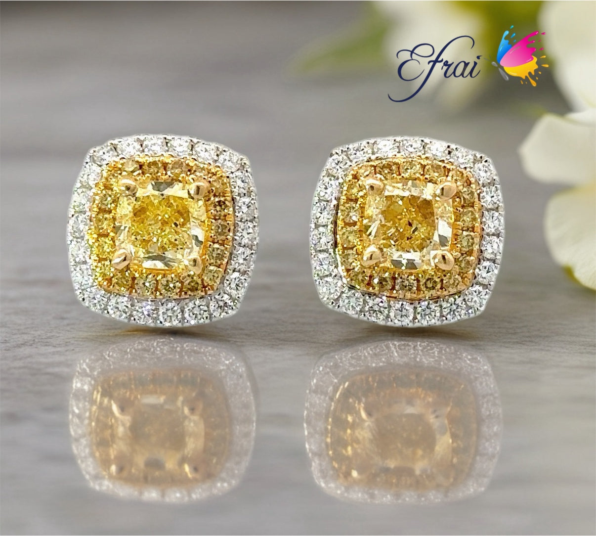 Fancy yellow diamonds earrings