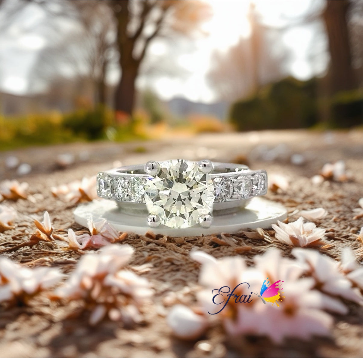Round brilliant diamonds ring