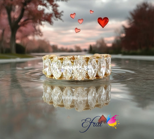 One of a kind natural Marquise diamonds eternity band