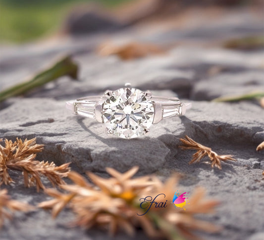 GIA certified natural round diamond engagement ring