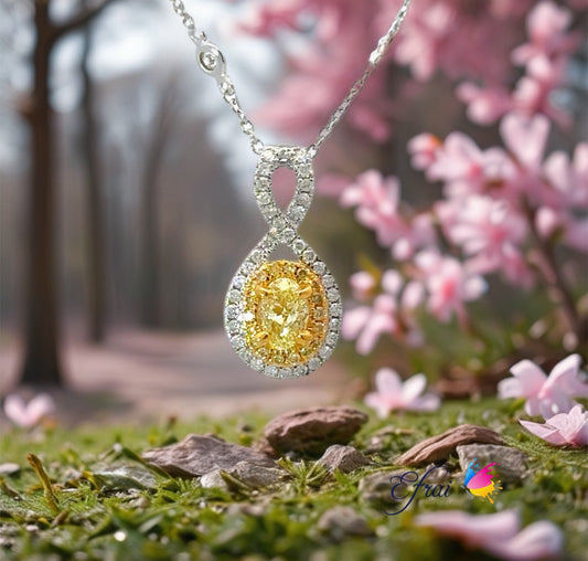 Gorgeous oval yellow diamonds pendant