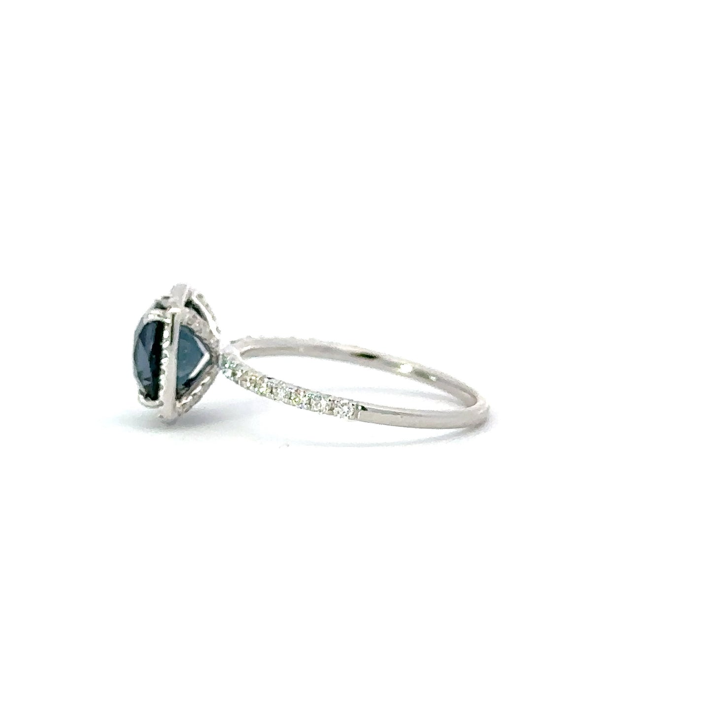 GIA natural unheated blue spinel and diamonds ring