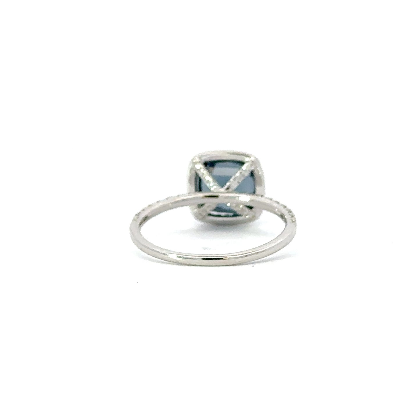 GIA natural unheated blue spinel and diamonds ring