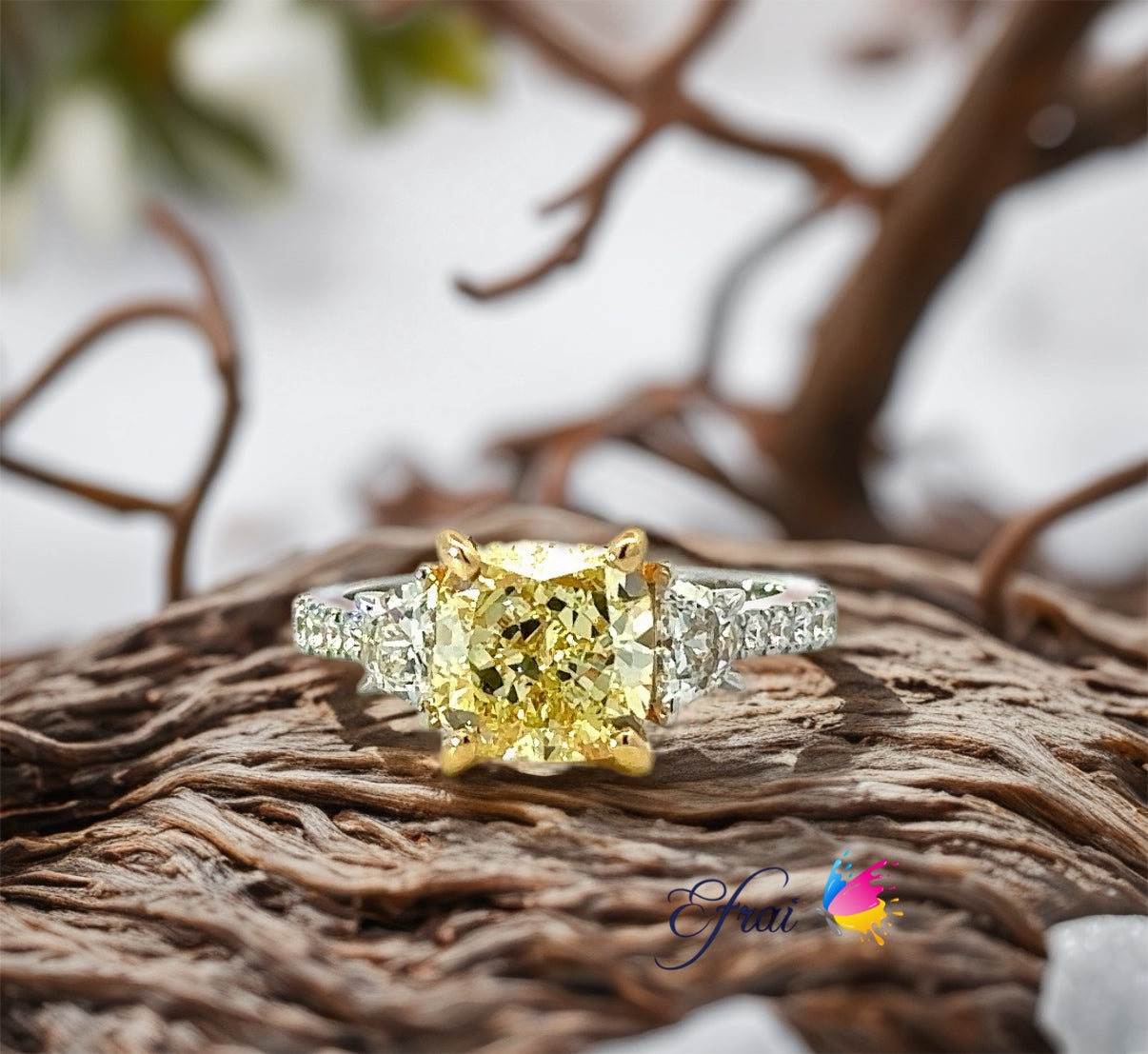 GIA certified natural Fancy Yellow diamonds ring