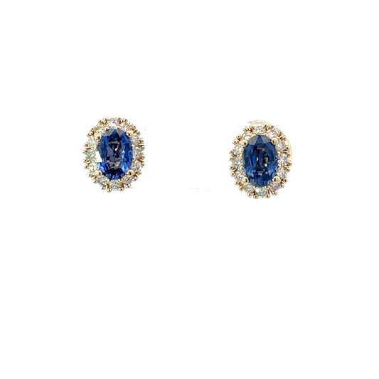 Natural sapphires and diamonds earrings