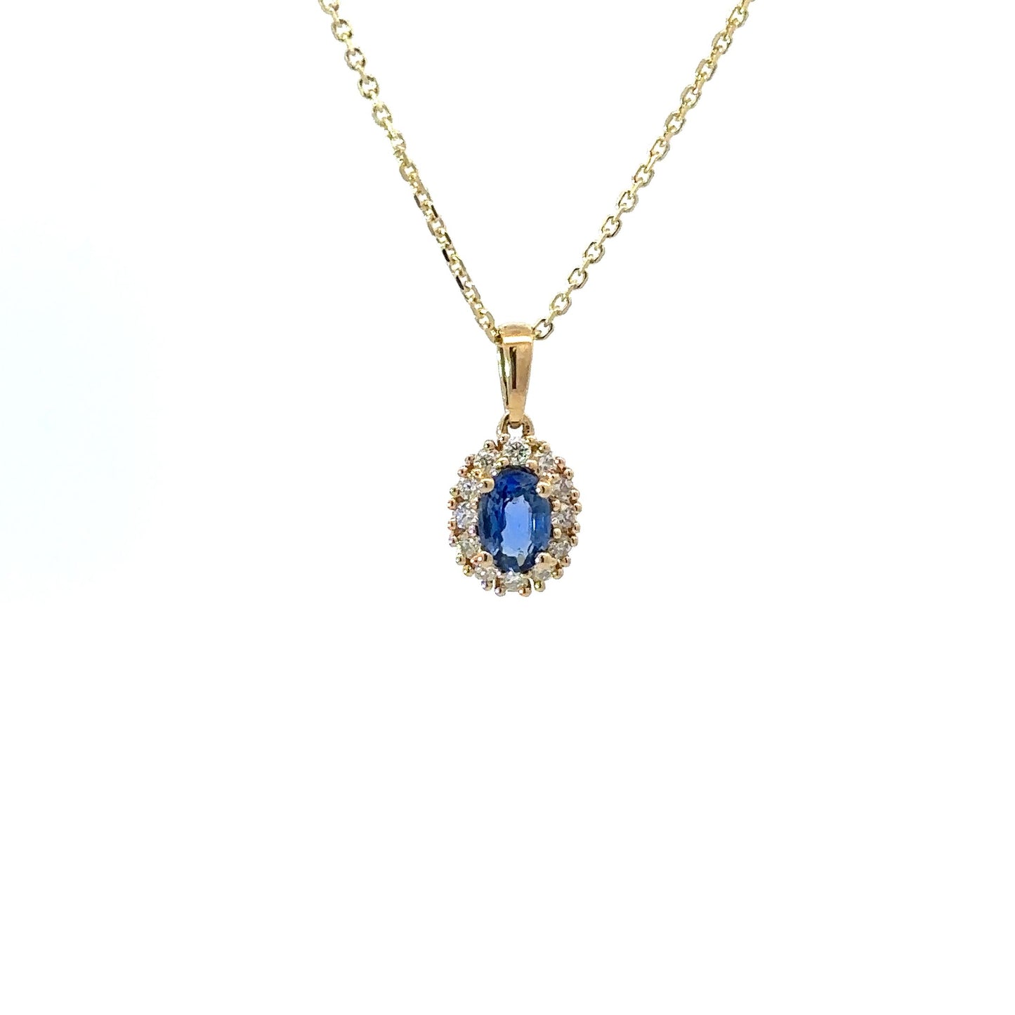 Natural blue sapphire and diamonds pendant