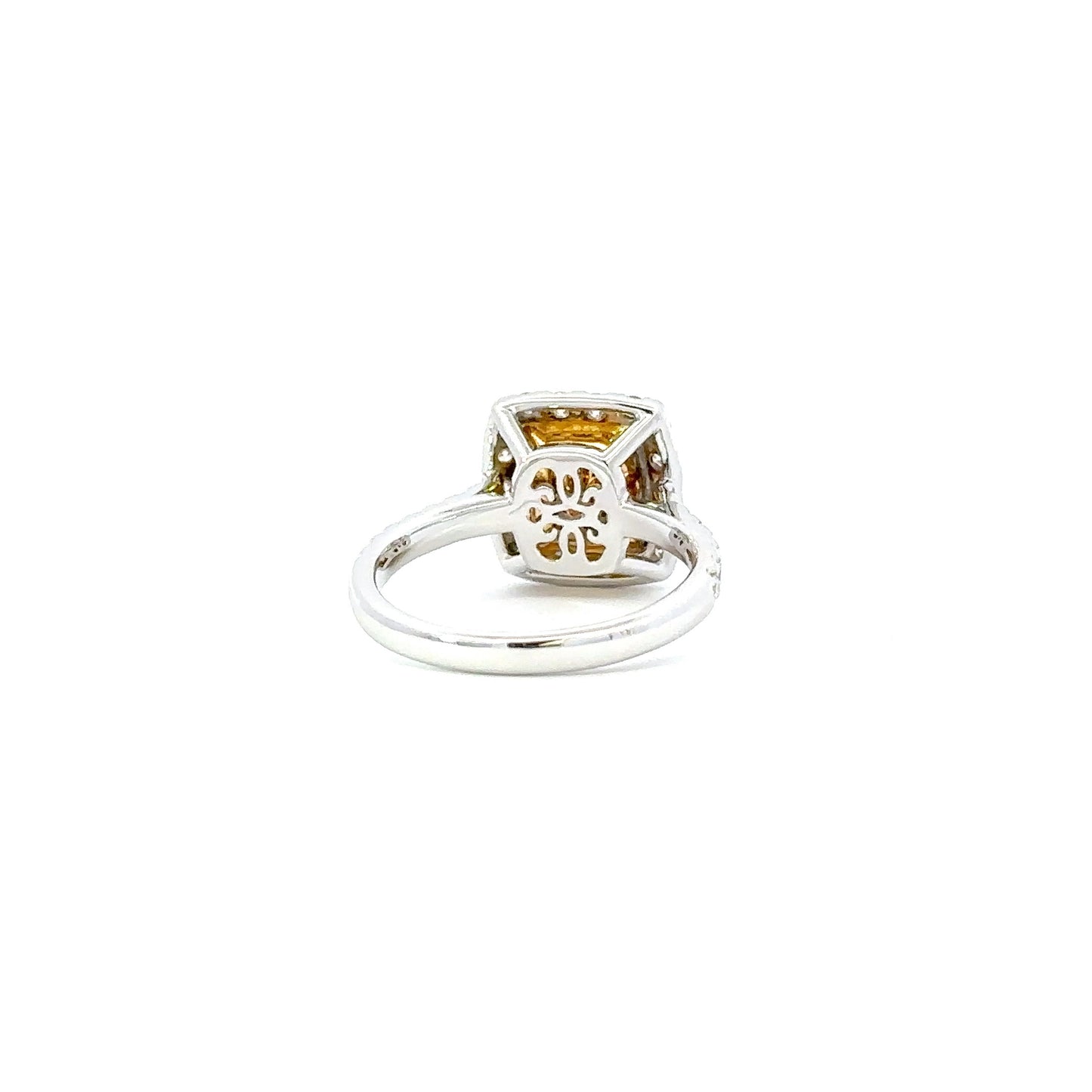 GIA Natural Fancy yellow cushion diamond ring