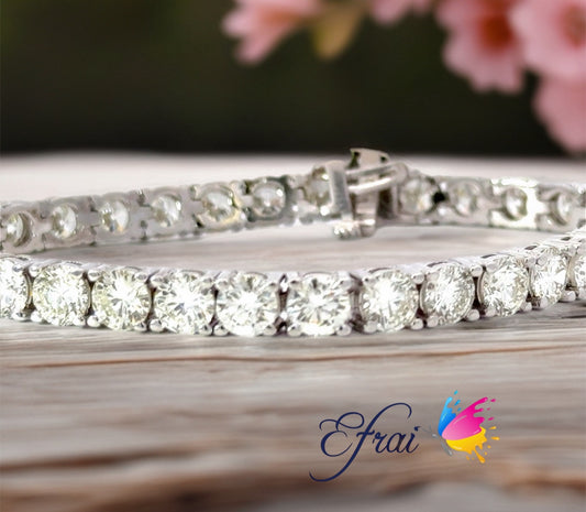 18K White gold natural Tennis bracelet