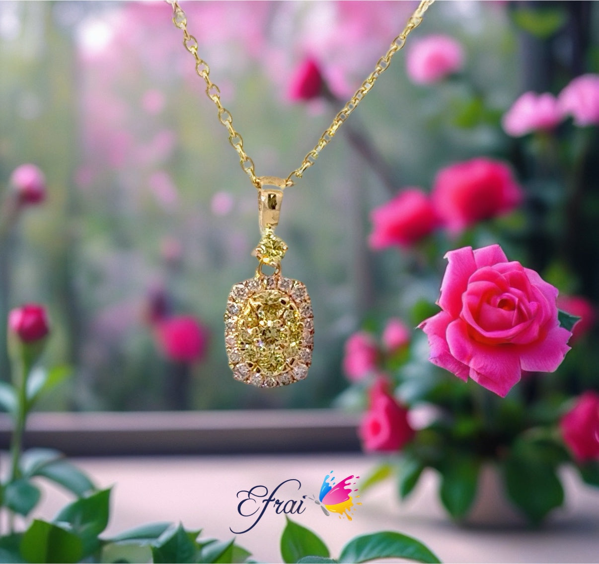 Sunlit Radiance Yellow & Pink and yellow Diamond Pendant on a Luxurious Gold Chain