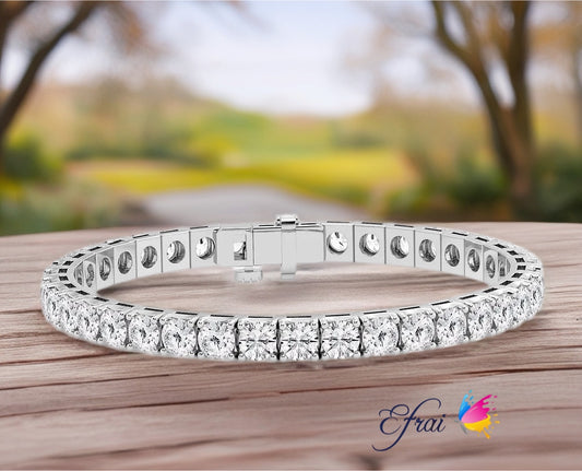 Classic 14k White Gold Round Brilliant Cut Diamond Tennis Bracelet