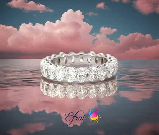 Natural oval diamonds eternity band