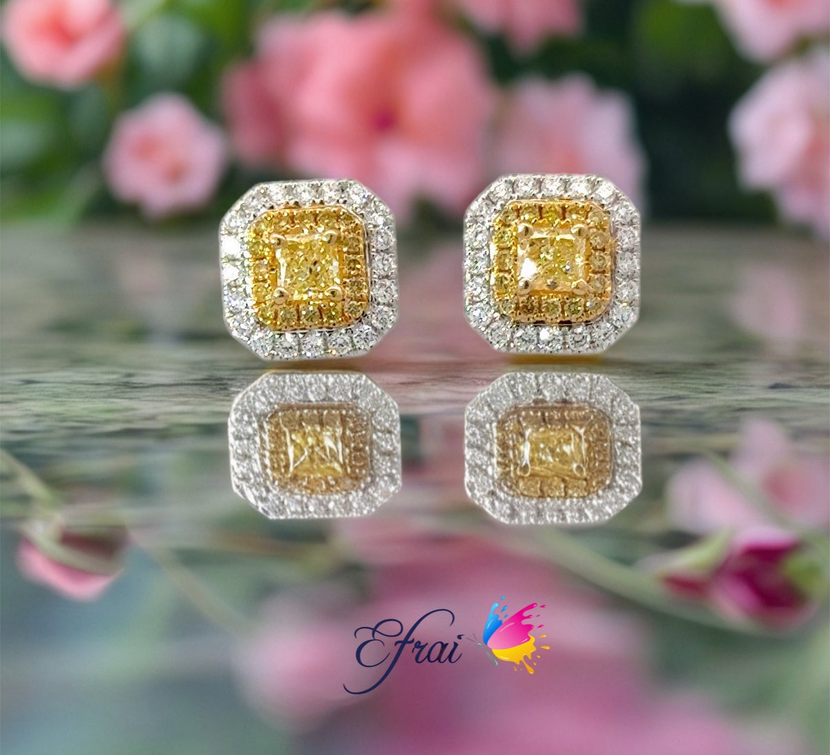 Elegant GIA Fancy Yellow Diamond Earrings