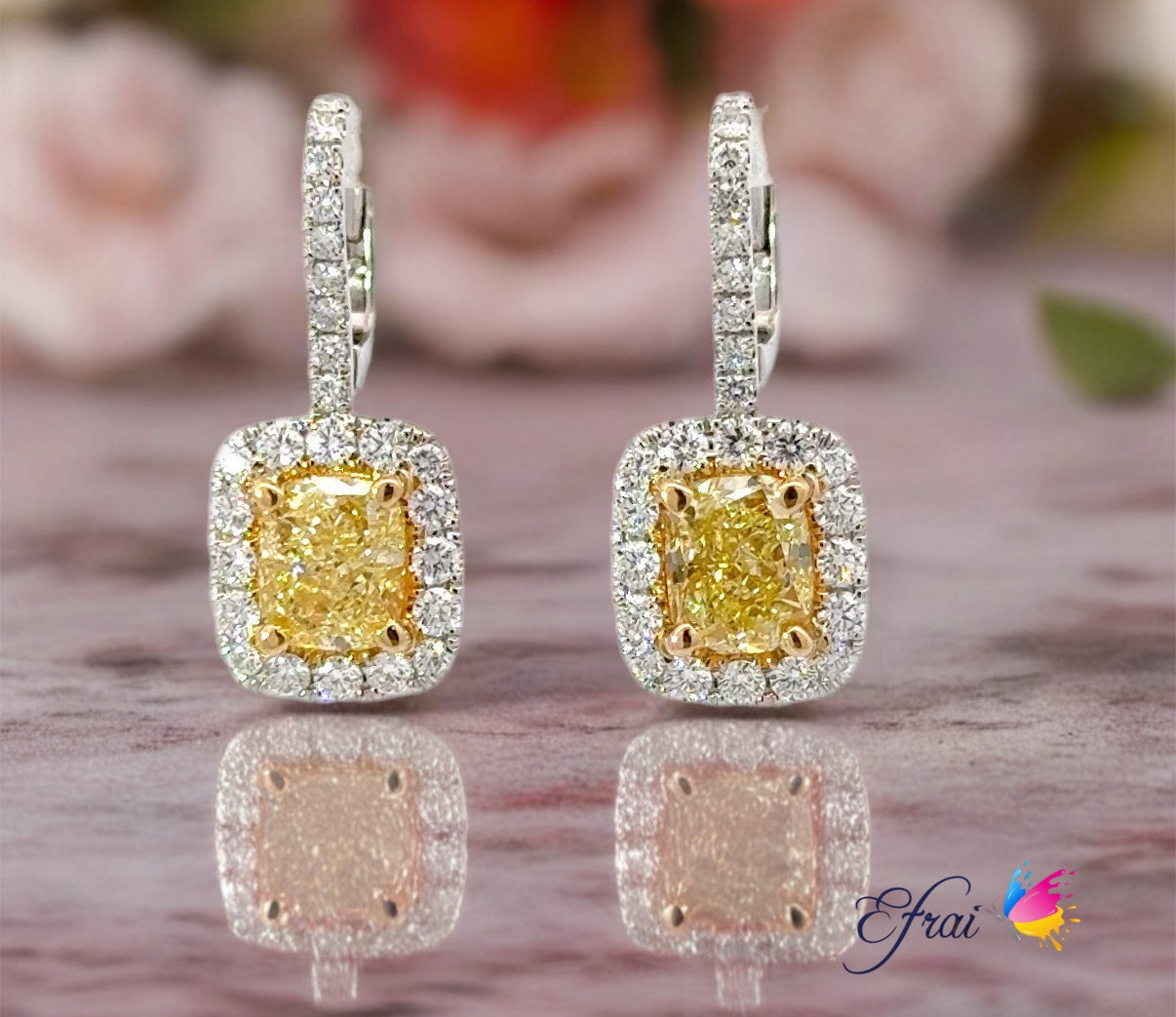 Elegant GIA Fancy Yellow Diamonds Earrings