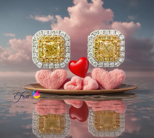 Elegant Natural GIA Fancy Yellow Diamond Earrings