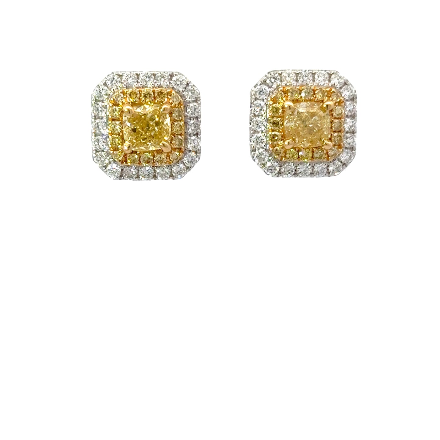 Elegant Natural GIA Fancy Yellow Diamond Earrings
