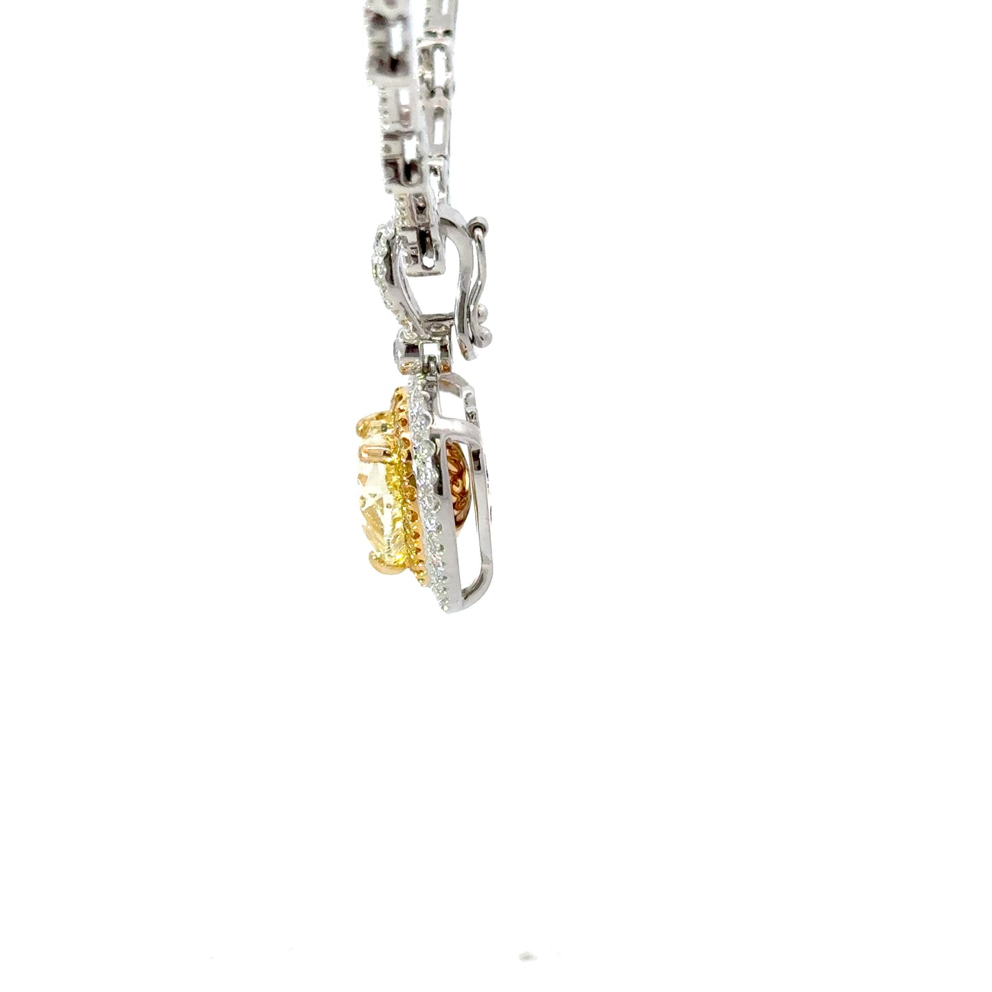 Elegant GIA Fancy Yellow heart shape diamonds necklace
