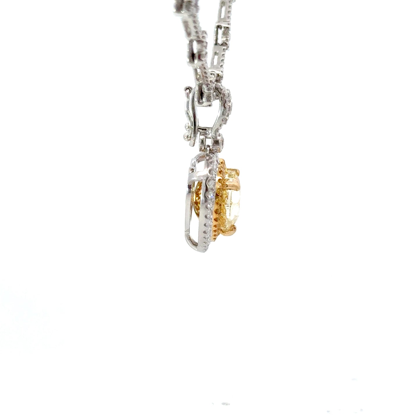 Elegant GIA Fancy Yellow heart shape diamonds necklace