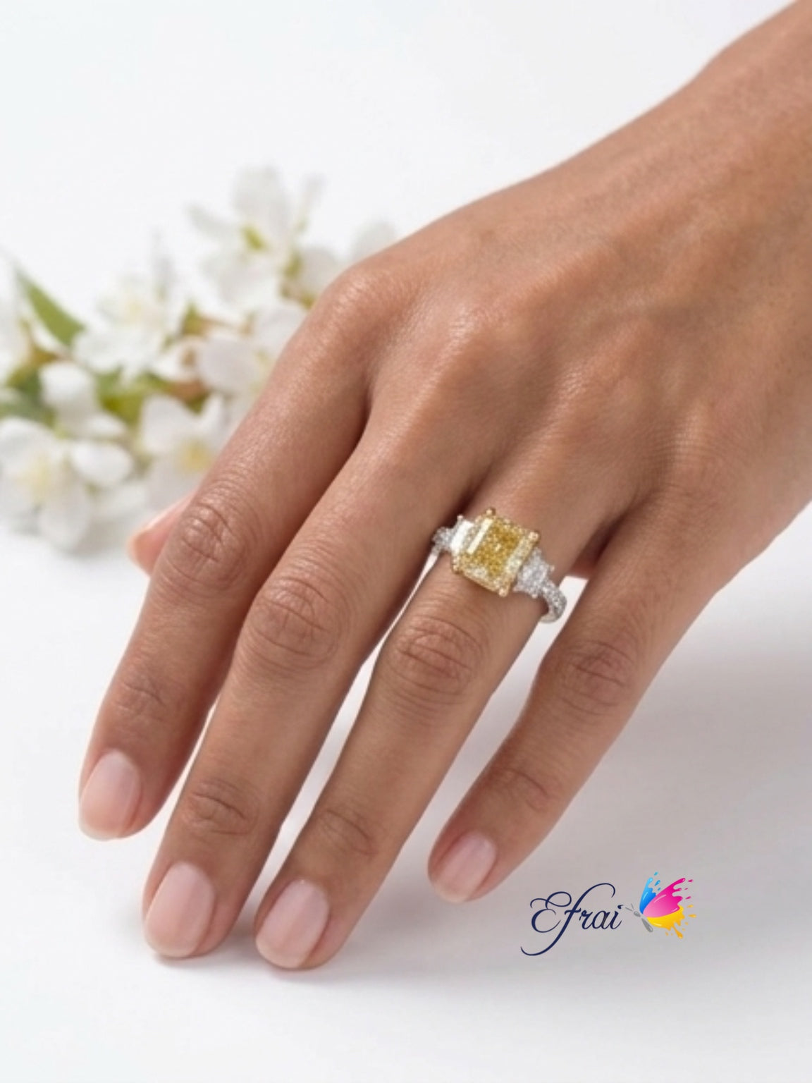 Stunning Certified natural Fancy yellow radiant diamond ring