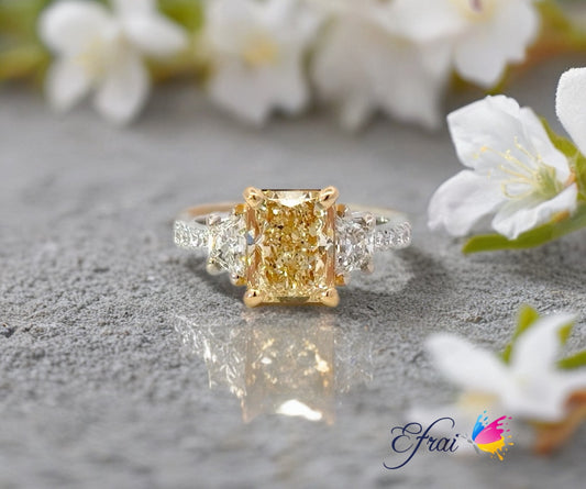 Stunning Certified natural Fancy yellow radiant diamond ring