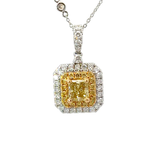 Elegant GIA Natural Fancy yellow diamonds necklace