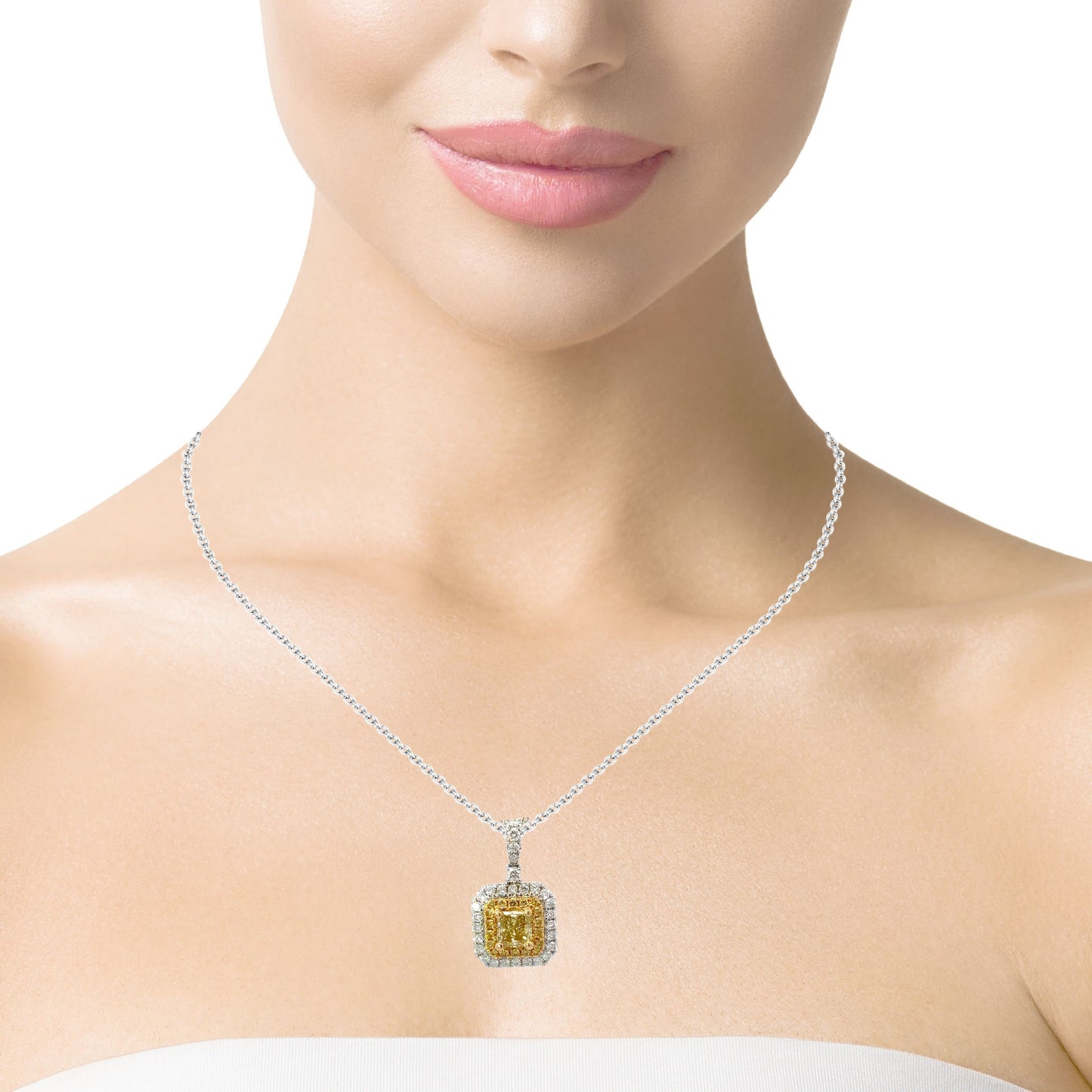 Elegant GIA Natural Fancy yellow diamonds necklace