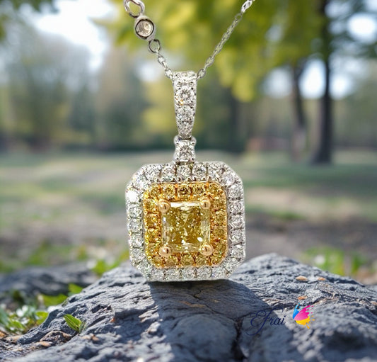 Elegant GIA Natural Fancy yellow diamonds necklace