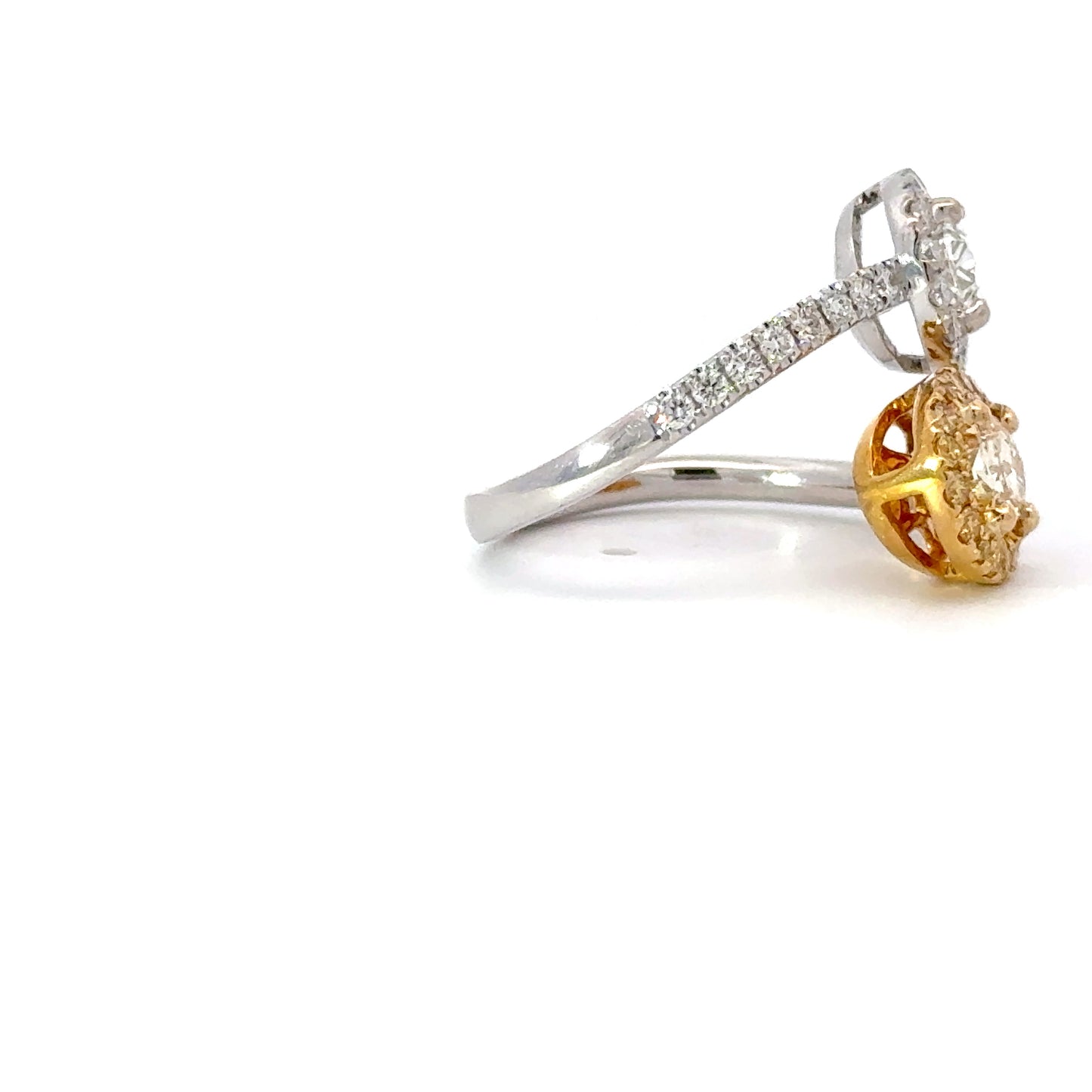 Gorgeous Moi et Toi GIA natural yellow and white oval diamonds ring