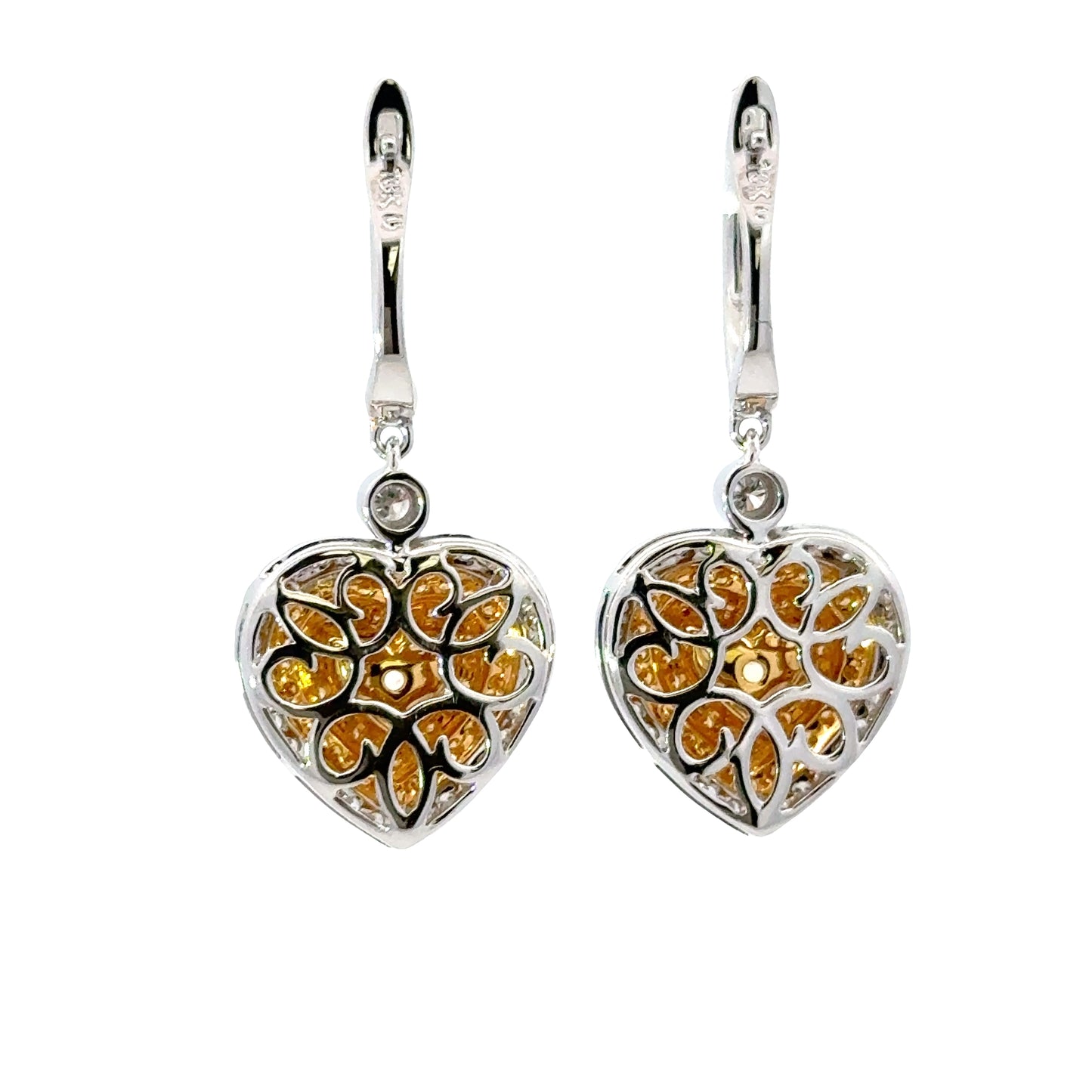 Elegant GIA Fancy light yellow Heart-Shaped Yellow diamonds Earrings