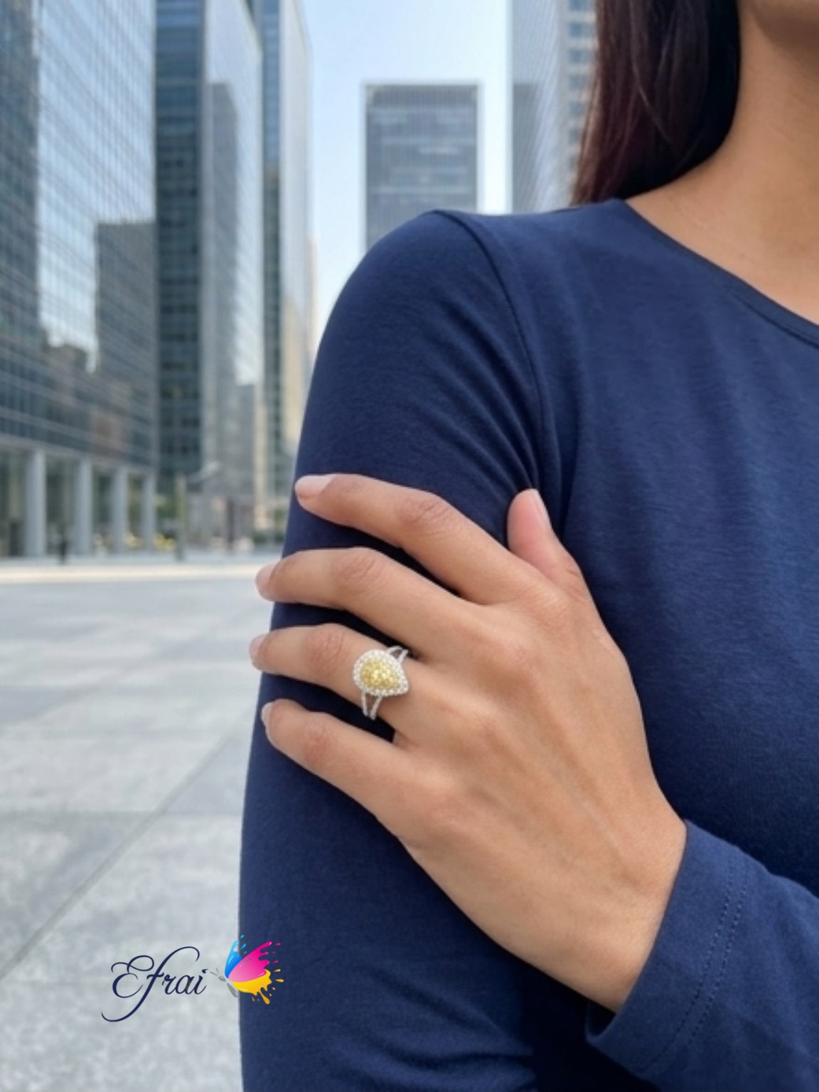 Elegant GIA Fancy light Yellow Pear-Shaped Diamond Ring