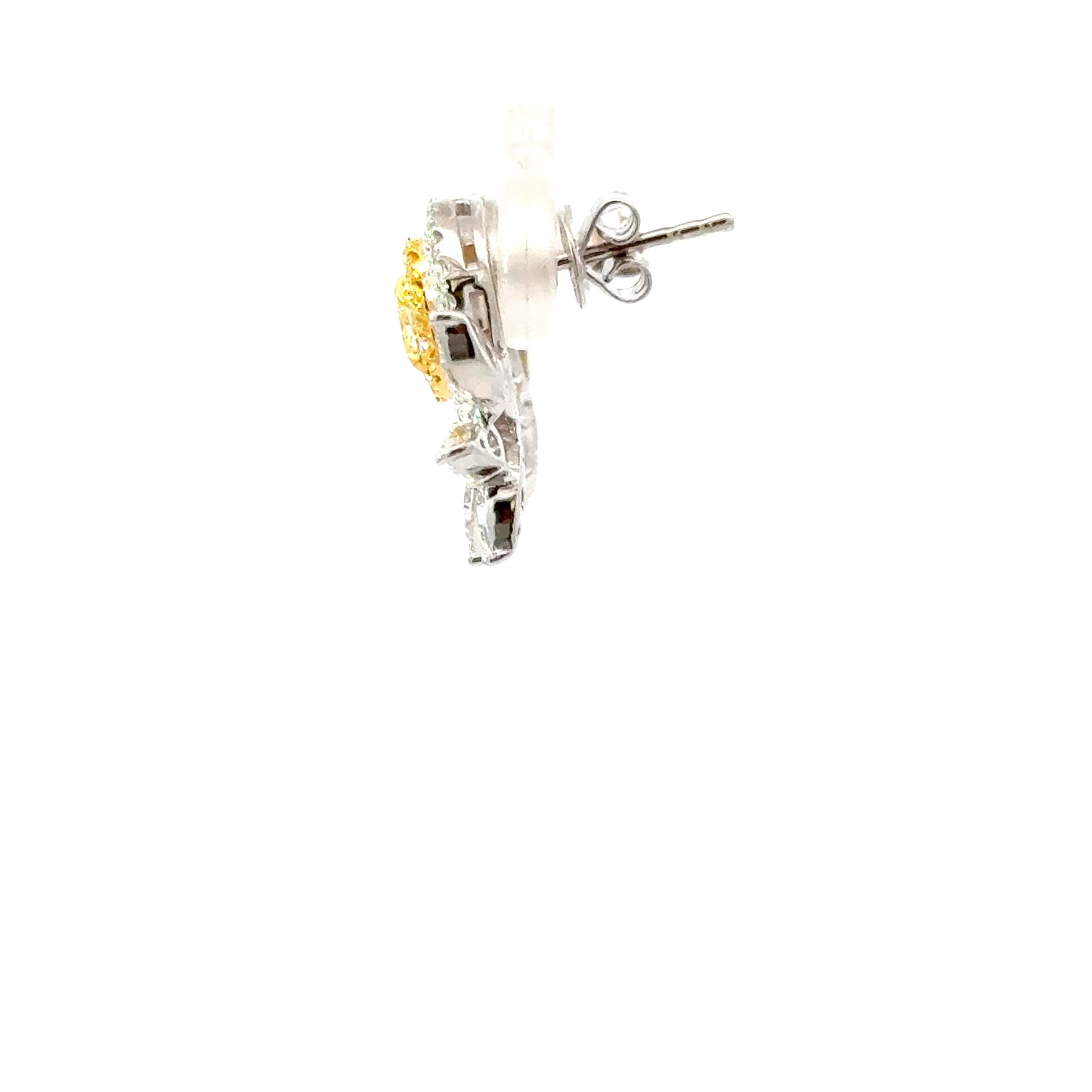 Natural Fancy Yellow Oval Diamond Stud Earrings in White Gold