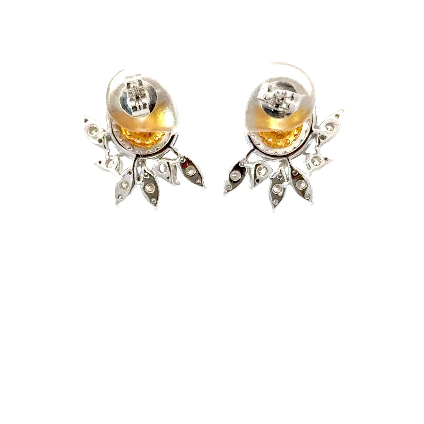 Natural Fancy Yellow Oval Diamond Stud Earrings in White Gold