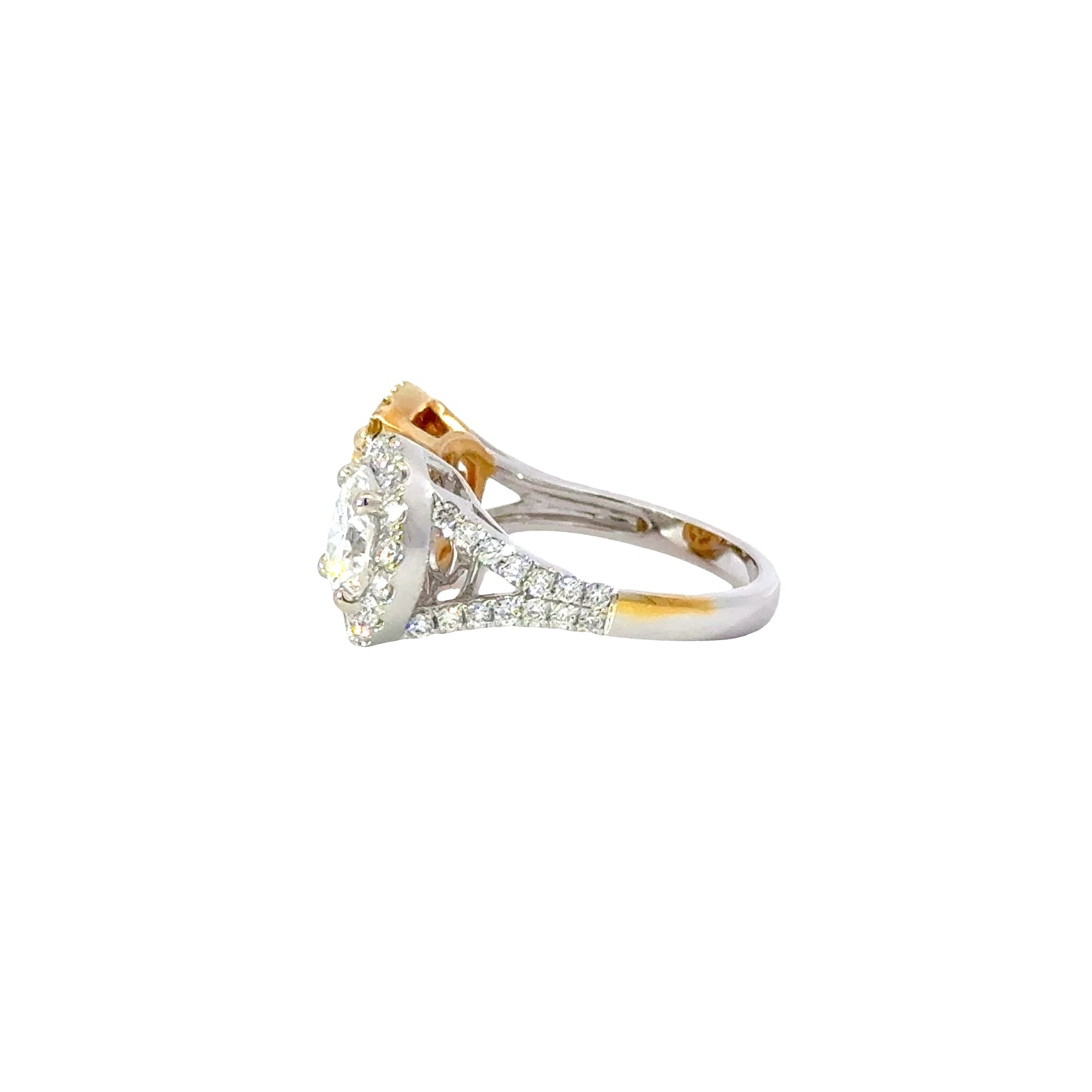 GIA Natural Fancy Yellow Cushion Cut and GIA Natural Round diamonds ring