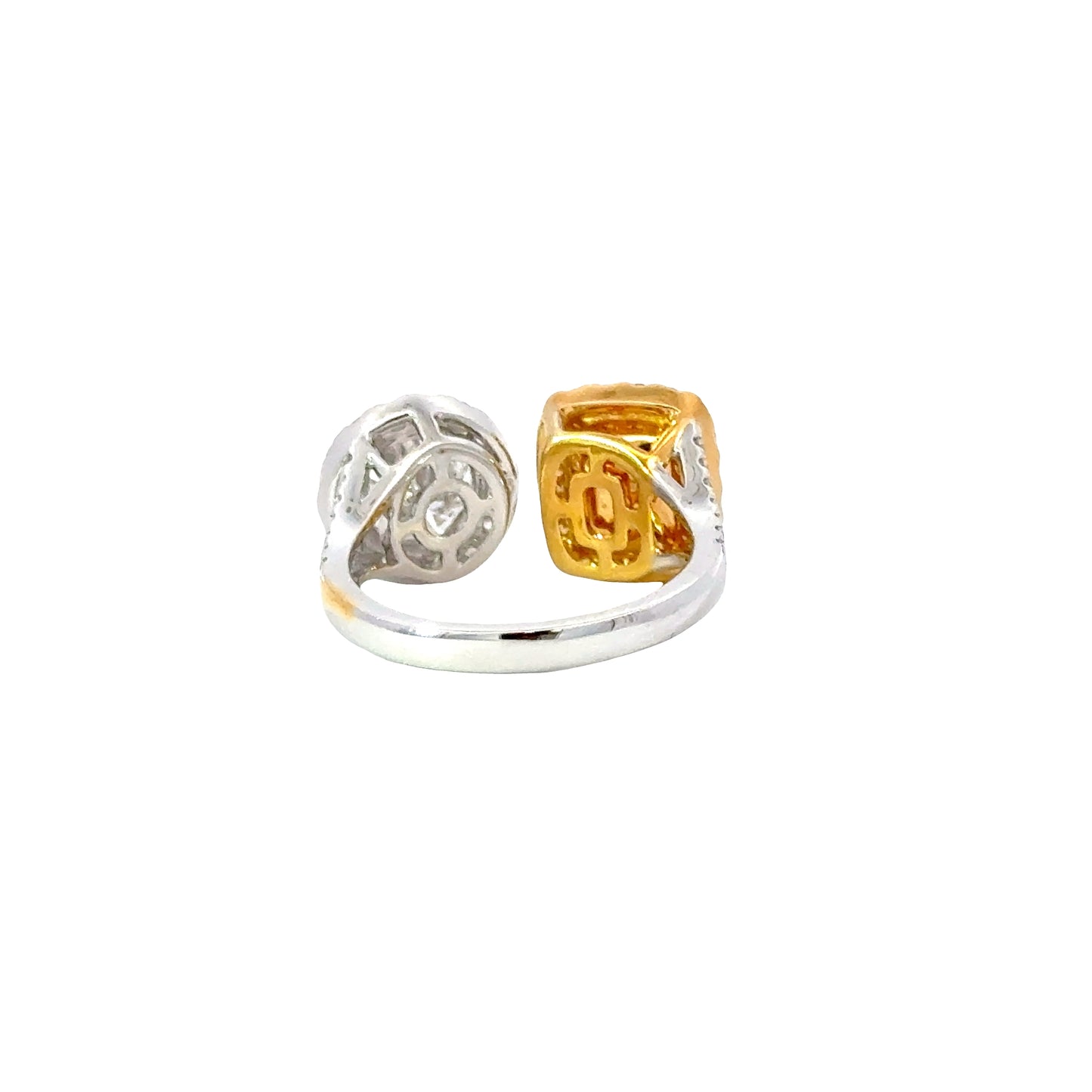GIA Natural Fancy Yellow Cushion Cut and GIA Natural Round diamonds ring