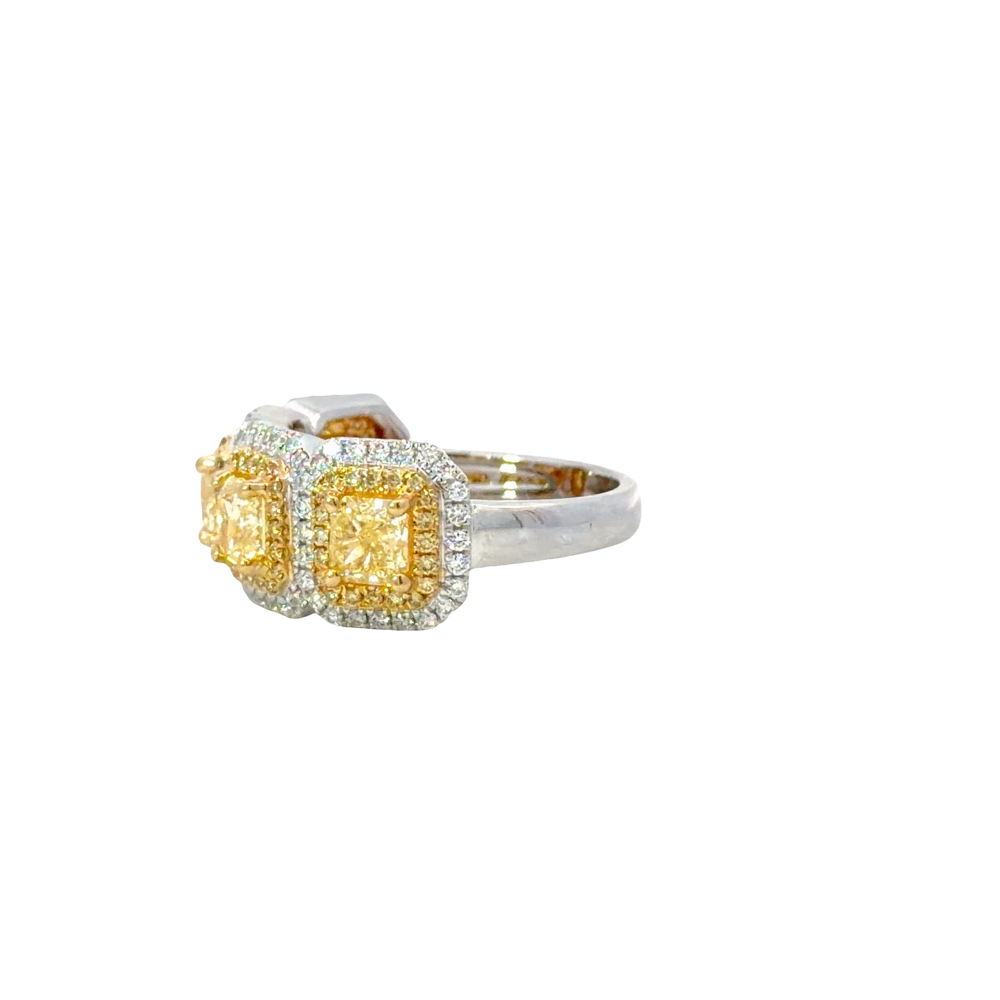 Gorgeous natural 4 yellow radiant diamonds band