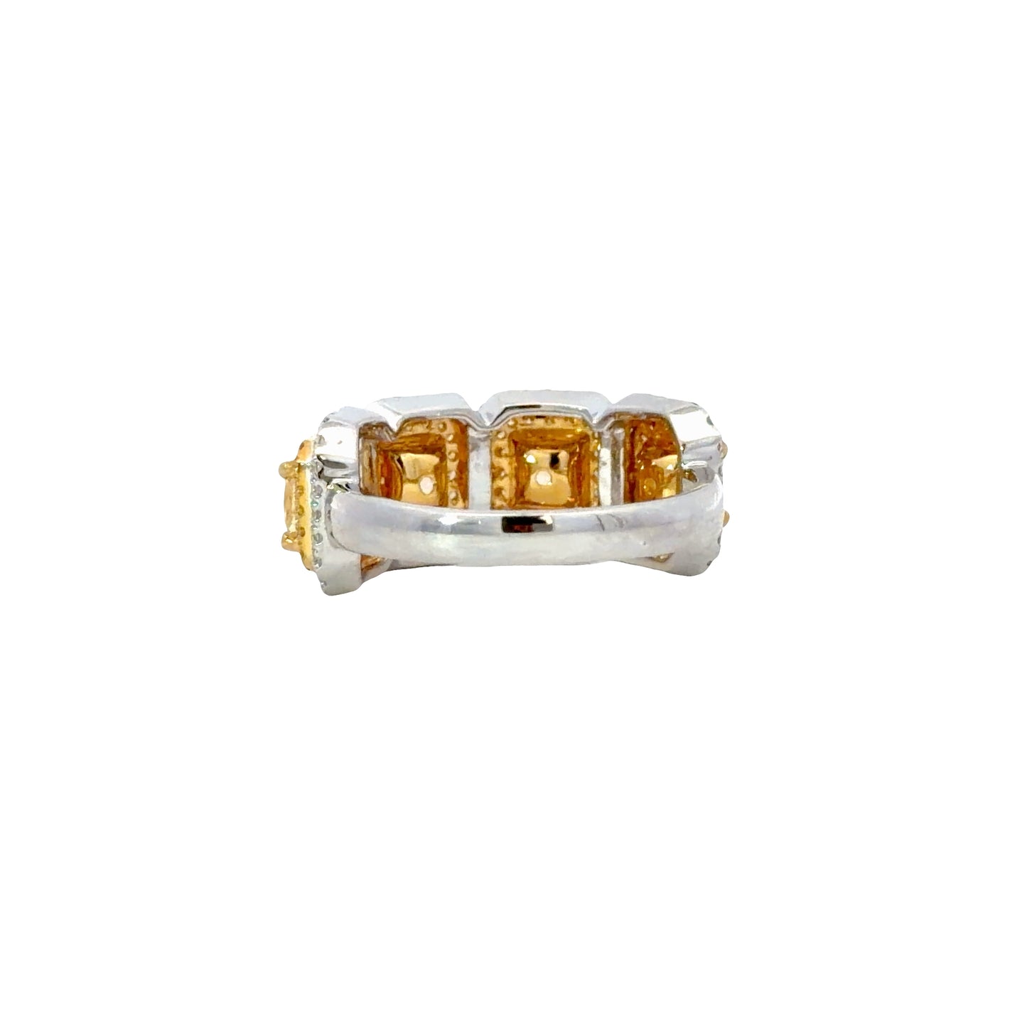 Gorgeous natural 4 yellow radiant diamonds band