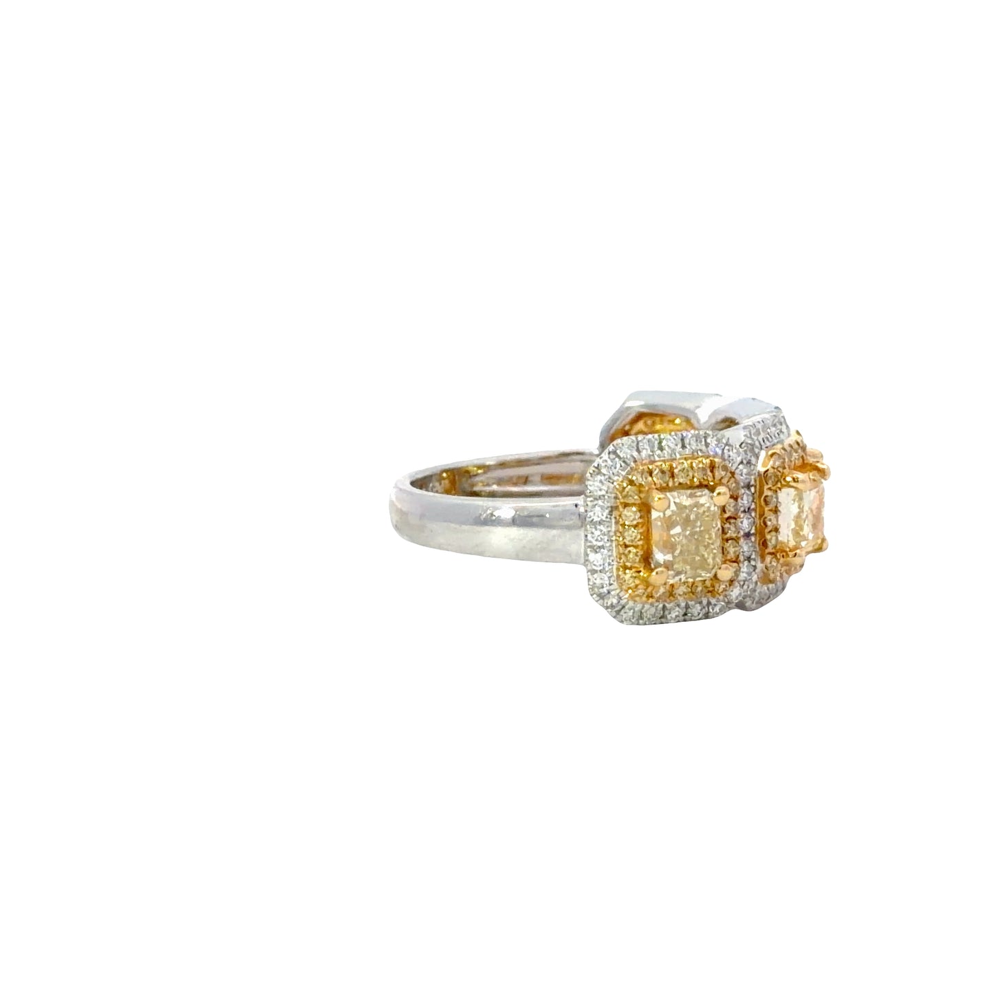 Gorgeous natural 4 yellow radiant diamonds band