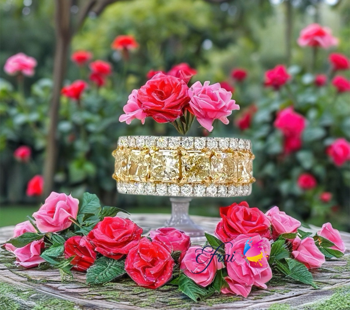CGL Natural 6 Fancy Yellow diamonds ring