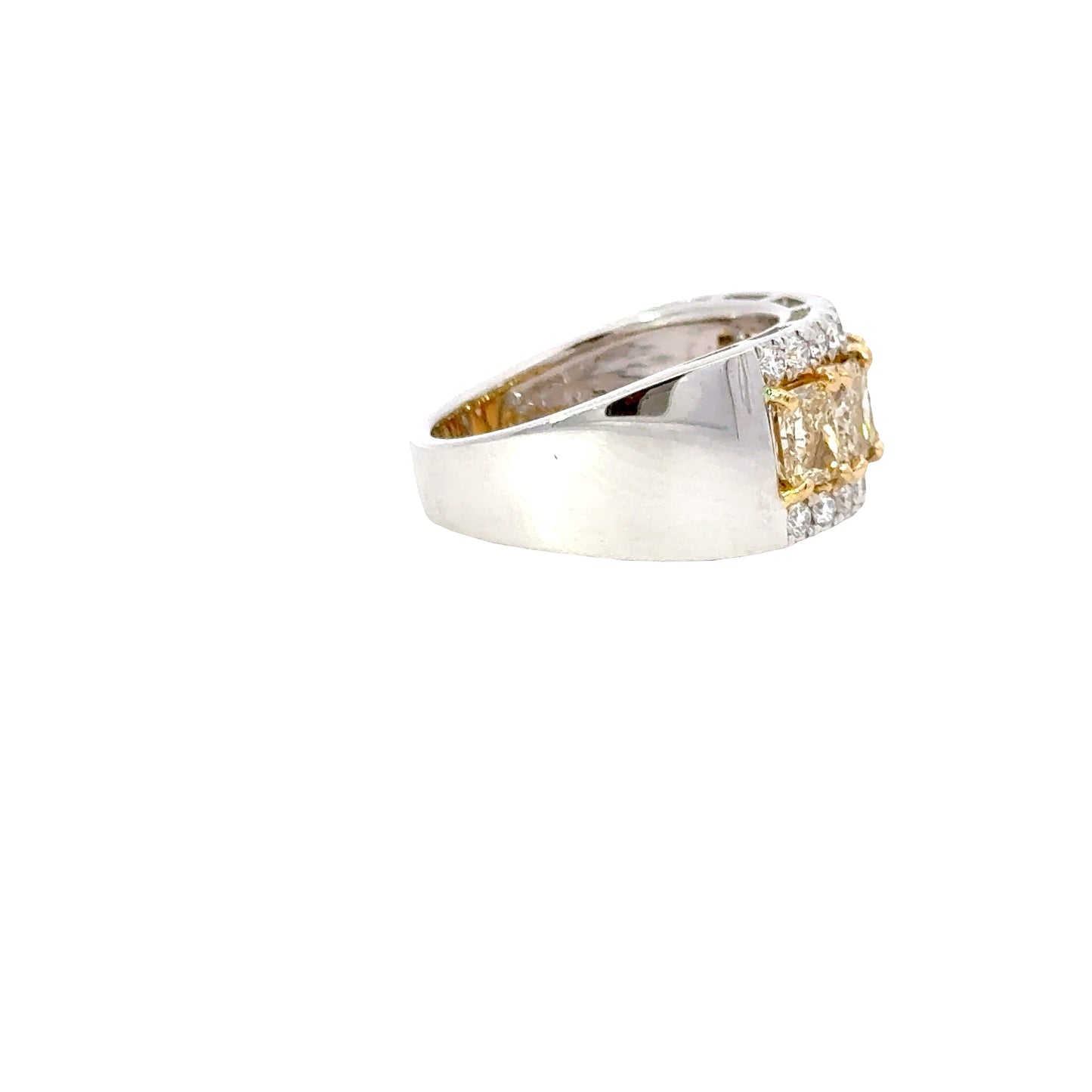 CGL Natural 5 fancy yellow diamonds ring
