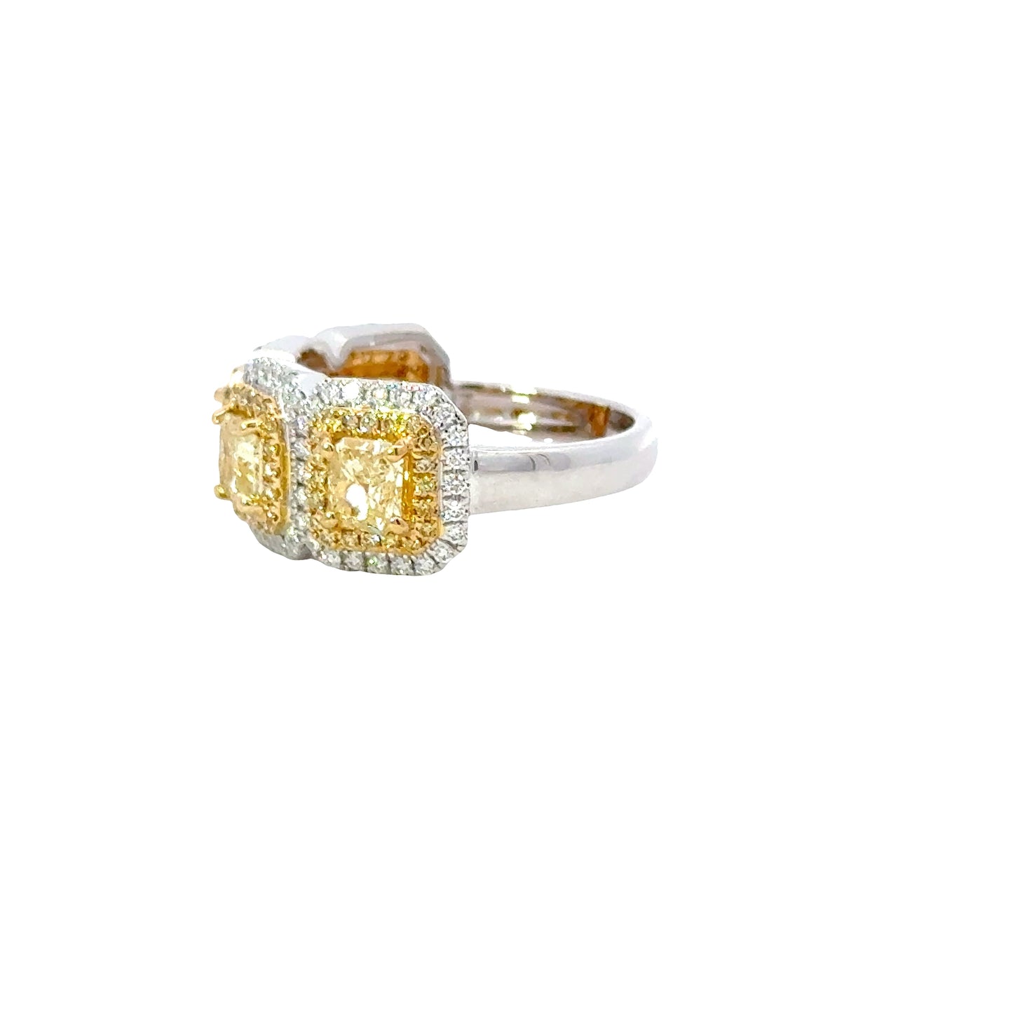 CGL Natural 4 fancy yellow radiant diamonds band