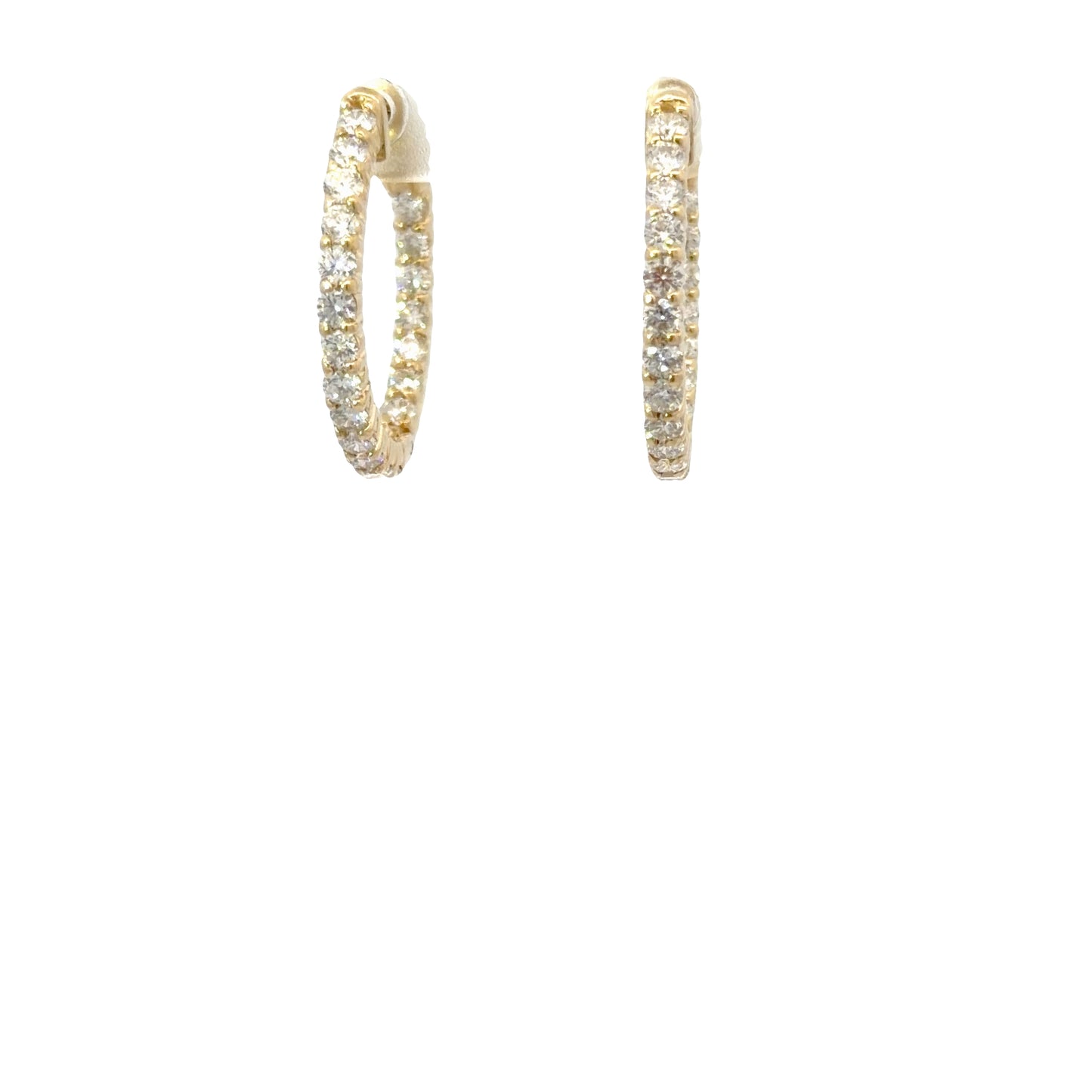 Yellow Gold Hoop Earrings with Round Brilliant Diamonds