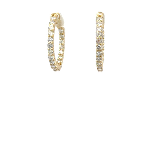 Yellow Gold Hoop Earrings with Round Brilliant Diamonds