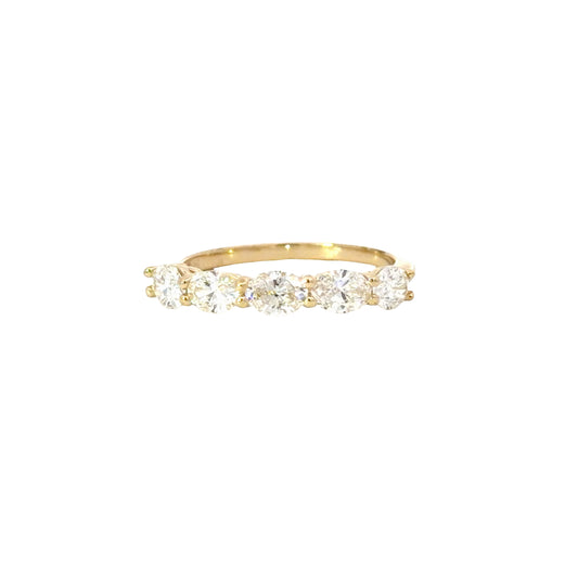 14K Yellow Gold Multistone Ring with Natural Oval Cut Diamonds