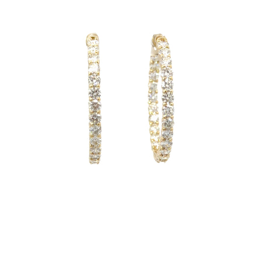 Classic Yellow Gold Diamond Hoop Earrings