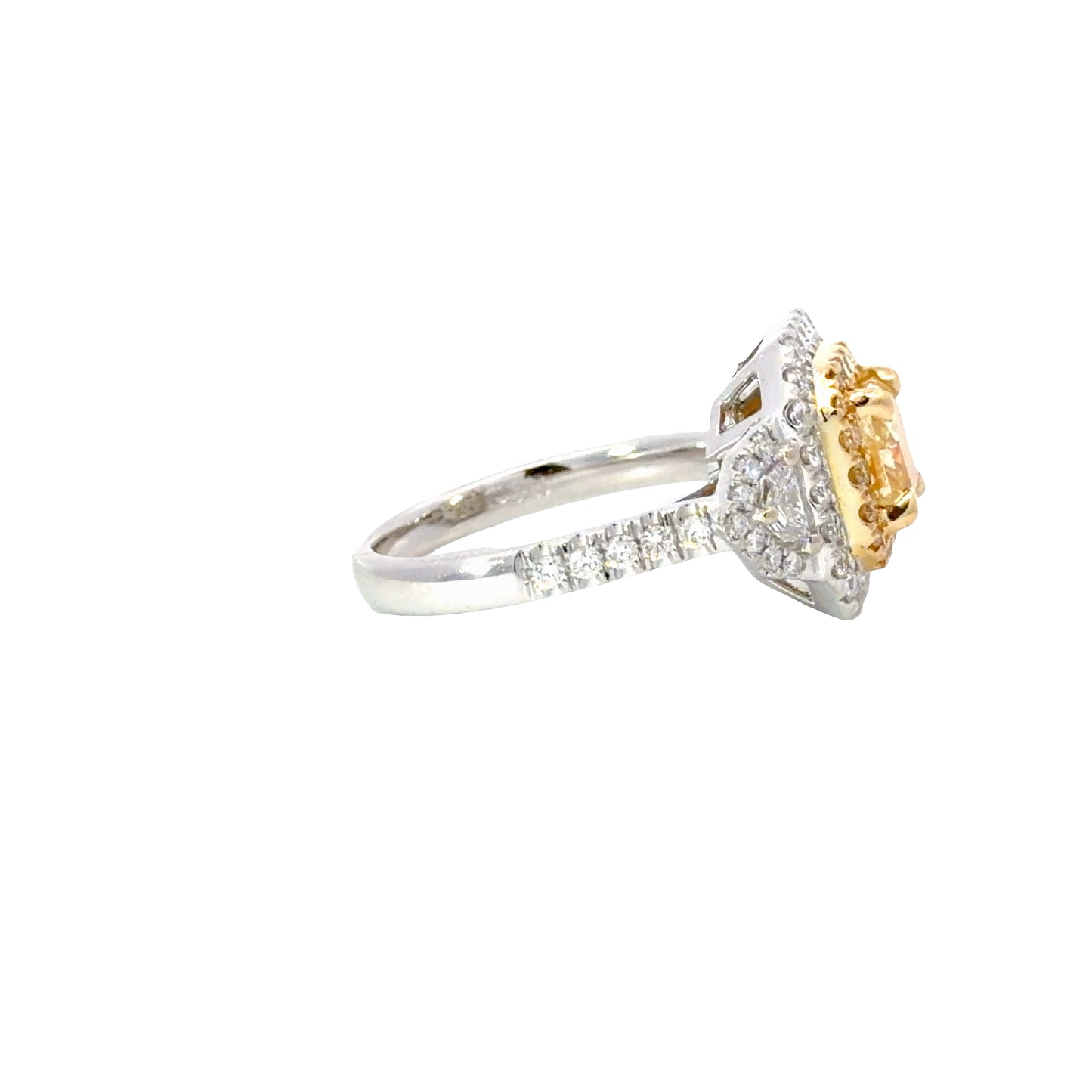 Gorgeous GIA Fancy Light Yellow Cushion Cut Diamond Ring in 18K gold