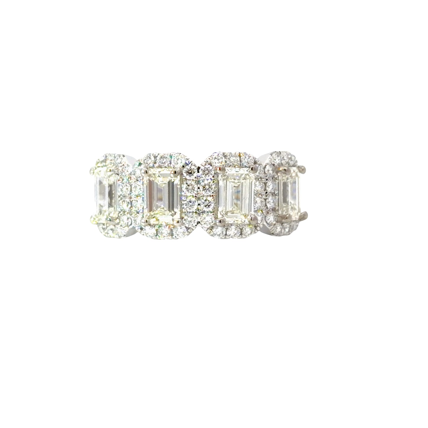 18K gold Natural Emerald cut diamonds band