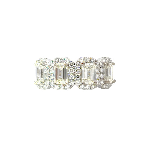 18K gold Natural Emerald cut diamonds band